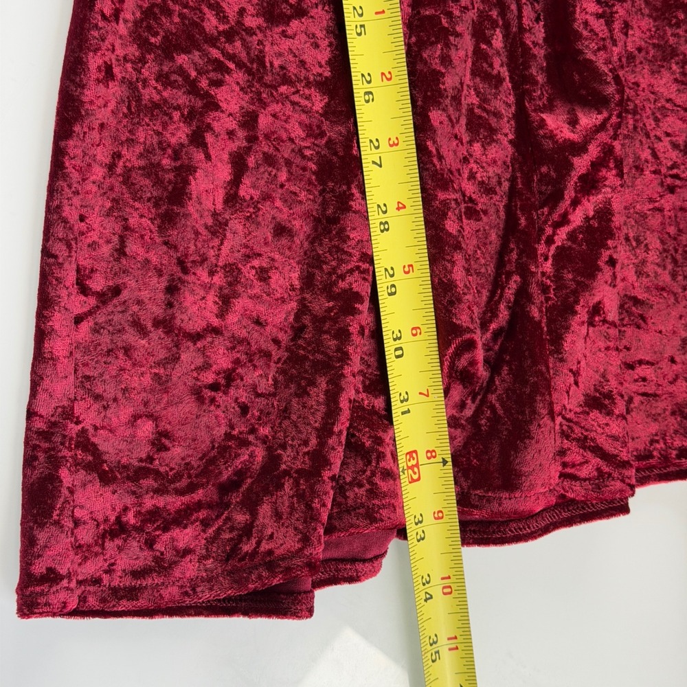 Burgundy Crushed Velvet X-Back Dress Grunge Goth Vintage 90s Medium - Picture 5 of 9